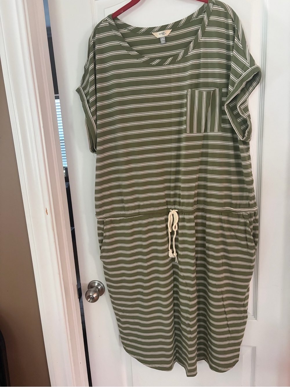 Olive Stripe Drawstring Women’s Dress